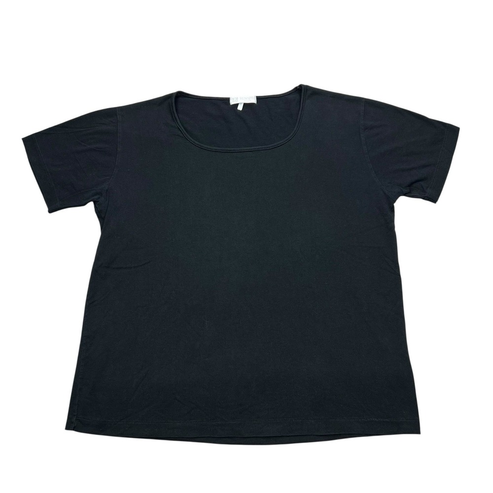 Sunspel T-Shirt Womens Size‎ Large Black Cotton Short Sleeve Casual Top